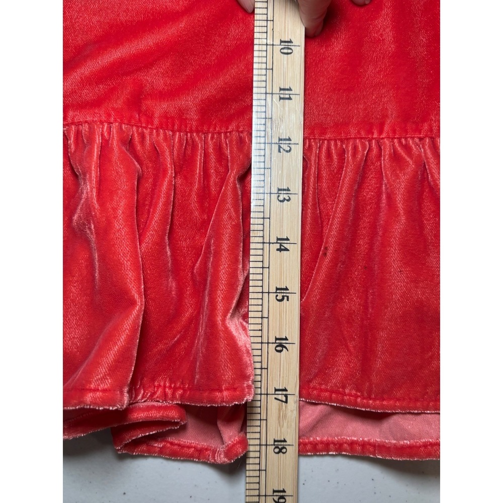 J. Crew Red Orange Velvet Skirt Medium PR5879 Party Pockets Ruffles - Picture 10 of 10